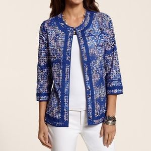 NWT Chico’s printed eyelet jacket